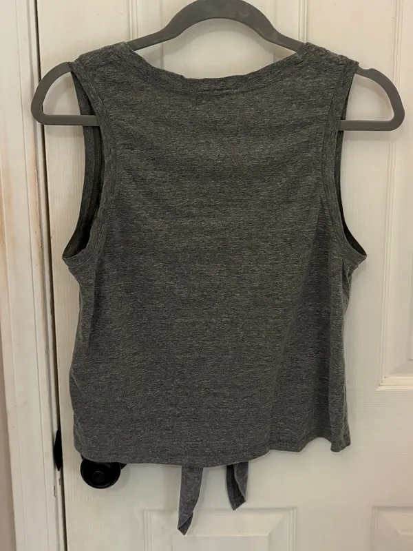 Socialite V-Neck Tie Front Tank Top in Grey - Image 4