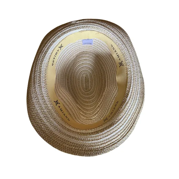 Amiani Packable Straw Fedora Beach Hat Cream Resort Travel Sun Hat - Image 4