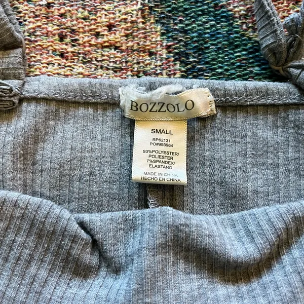 Bozzolo Gray Ribbed One-Piece Bodysuit SZ S Top Minimalist Y2K Petite Sleeveless - Image 10
