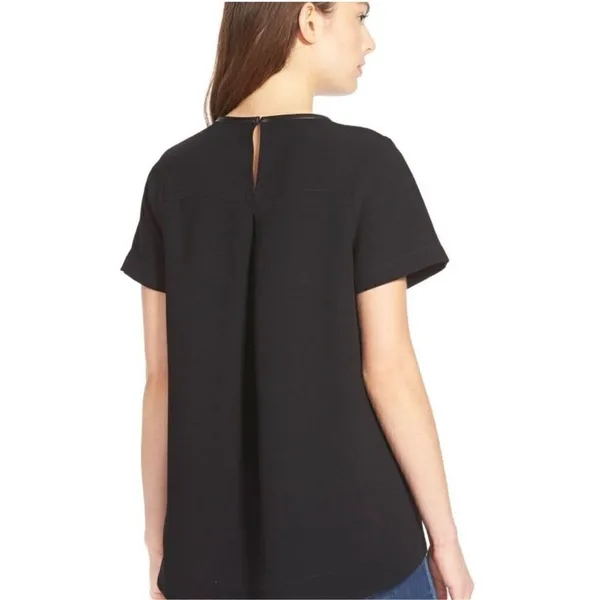 Madewell Black Leather Trim Tailored‎ Top Sz M - Image 2