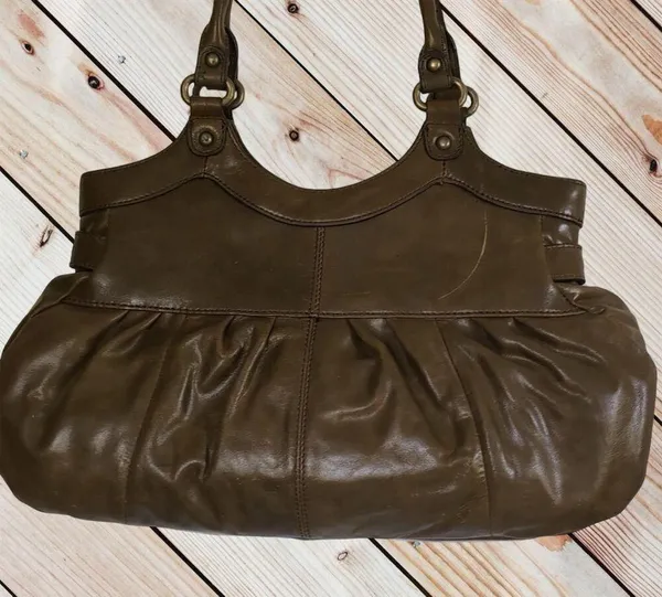 Hype Hobo Women's Olive Green Leather Satchel Bag with Tassel Detail - Image 2