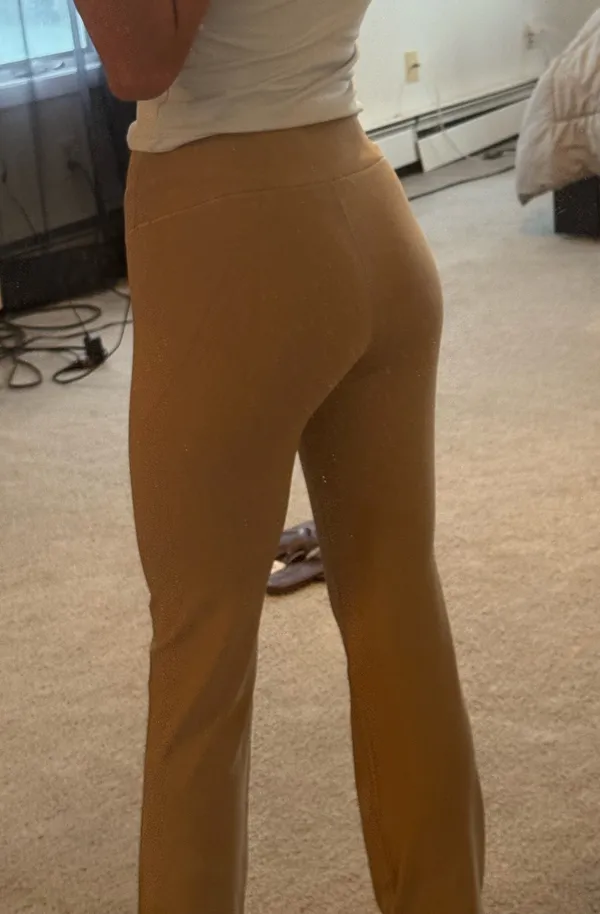 Tan Straight Leg Yoga Pants - Image 3
