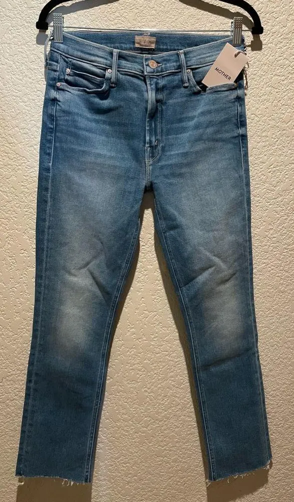 NWT MOTHER Denim Mid Rise Dazzler Ankle Fray Jeans Riding Cliffside Size 26 - Image 4