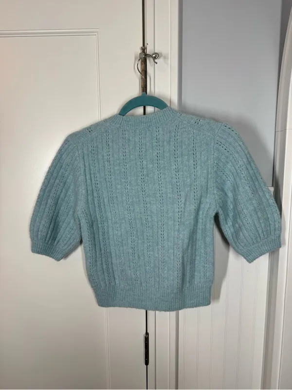 Madewell Cloudsoft Charm Stitch Hazel Sweater Tee xxs mint Blue Preppy juniper - Image 6