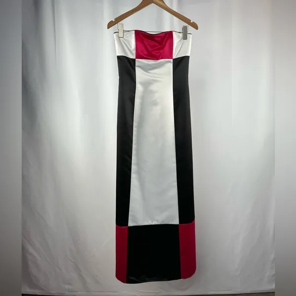 Vintage Jessica McClintock for Gunne‎ Sax Strapless Gown in Black Red Size 2 - Image 2