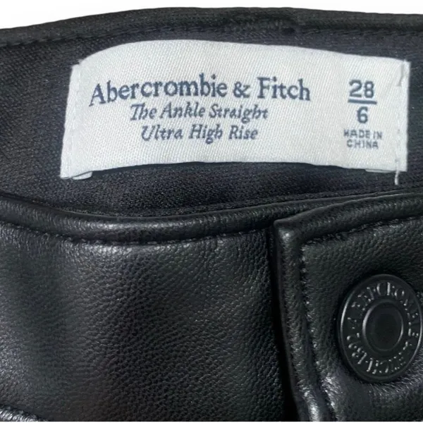 Abercrombie Vegan Leather Ankle Straight Leg Ultra High Rise Pants Black‎ Edgy - Image 6