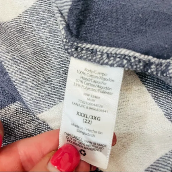 Oversized flannel hoodie from Time and Tru gray white size 3X - Image 6
