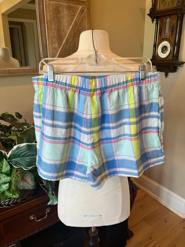 Adorable Plaid Cotton Pastel Pajama Shorts Women’s Large - Image 11