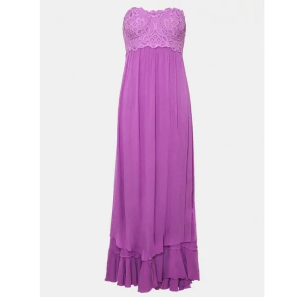 Free People Lavender Strapless Lace Maxi Dress - Image 8