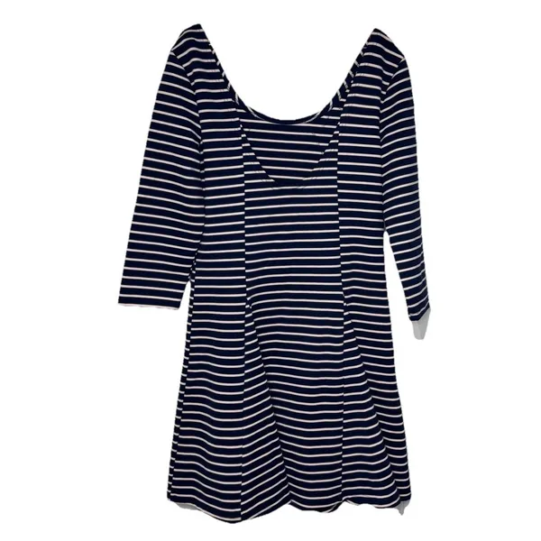 Free People Women's‎ Dress Nautical Knotty Jersey Knit Striped Blue White Large - Image 5