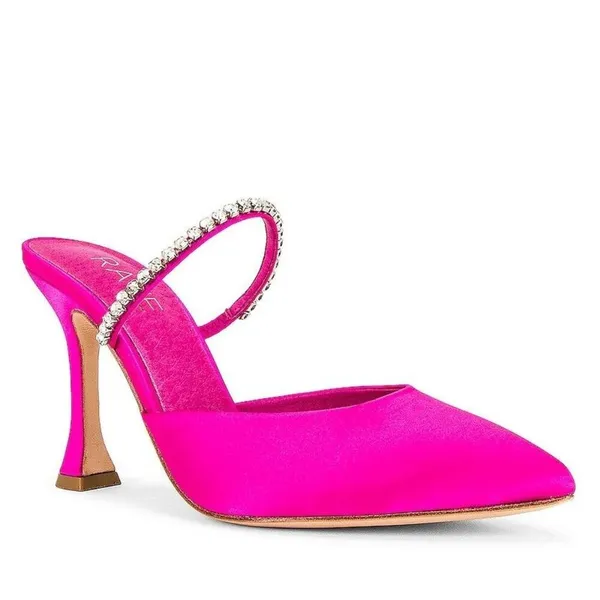 RAYE Jinxx Crystal High Heels in Pink 5.5 with Box Womens Satin Mules - Image 2