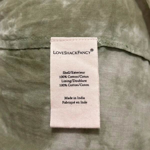 LoveShackFancy Tiered Ruffle Mini Skirt Moss Green Hand Tie Dye Size Medium - Image 9