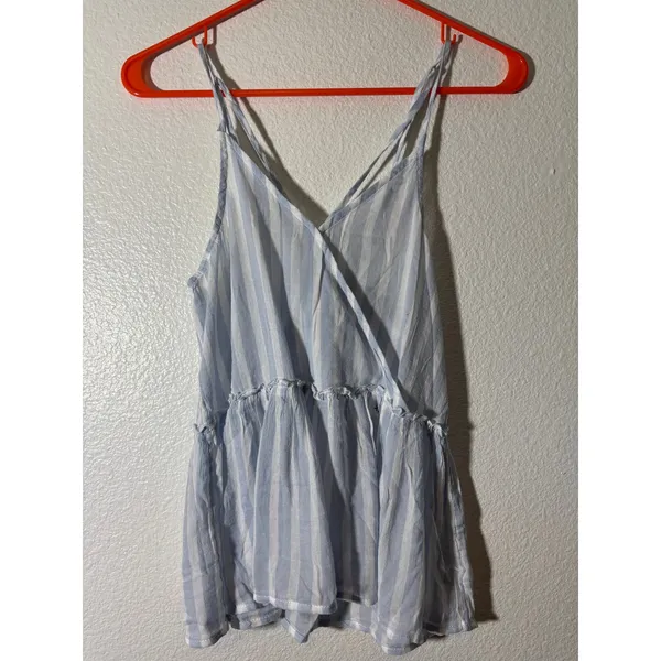 American Eagle Women's Cami Tank Size XS Blue White Strappy Faux Wrap Top NEW - Image 2