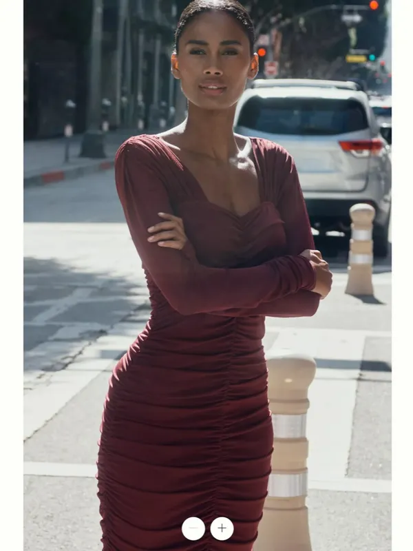 Anthropologie Long-Sleeve Ruched Slim Midi Dress - Image 3