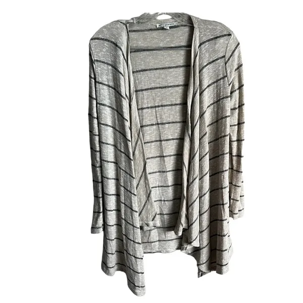 AEO Cream‎ Lightweight Striped Waterfall Open Front Cardigan - Image 2