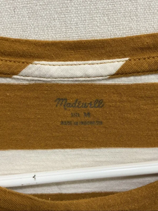 Madewell Short-Sleeve Crewneck Tee in Mustard & White Stripes - Image 2