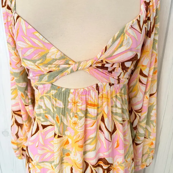 ROXY On Holiday Long-Sleeve Maxi Dress Twist‎ Front with Cutout, XS - Image 7