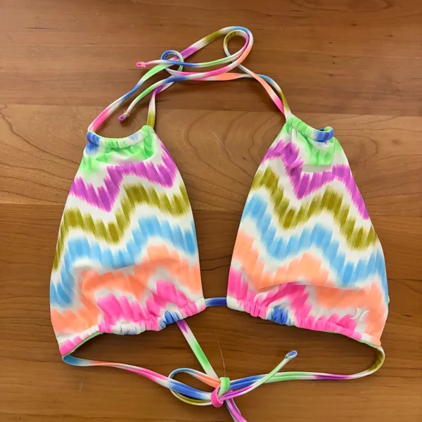 Hurley Chevron Ikat Bikini Set Multicolor Triangle Top S High Cut Bottoms M - Image 2