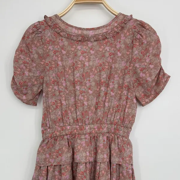 LoveShackFancy Roth Dress XS Pink Floral Cottagecore Boho Ruffle Tiered‎ Mini - Image 8