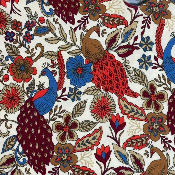 Loft | Peacock Print Puff Sleeve Top | Small - Image 7