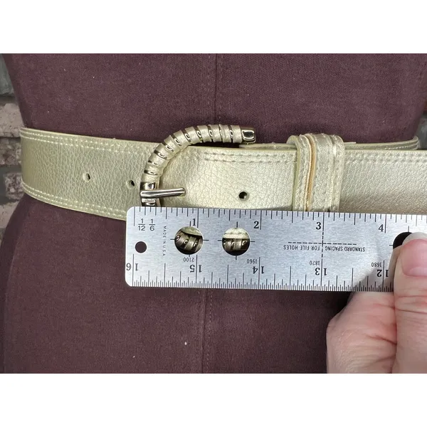 Nine west belt Genuine leather gold y2k small - Image 5