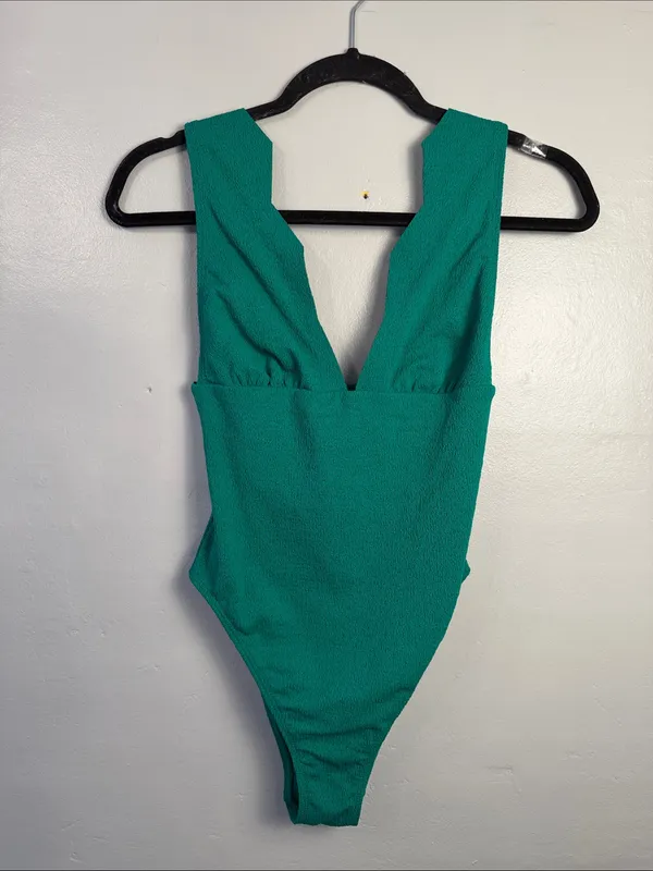 Vix Paula Hermanny Firenze Dakota Scallop One- Piece Swimsuit Green SIze Medium - Image 3