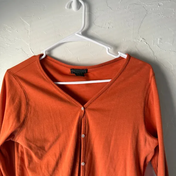 Vintage Abercrombie & Fitch Rust Orange Button Front Cardigan M‎ Y2K 100% Cotton - Image 2