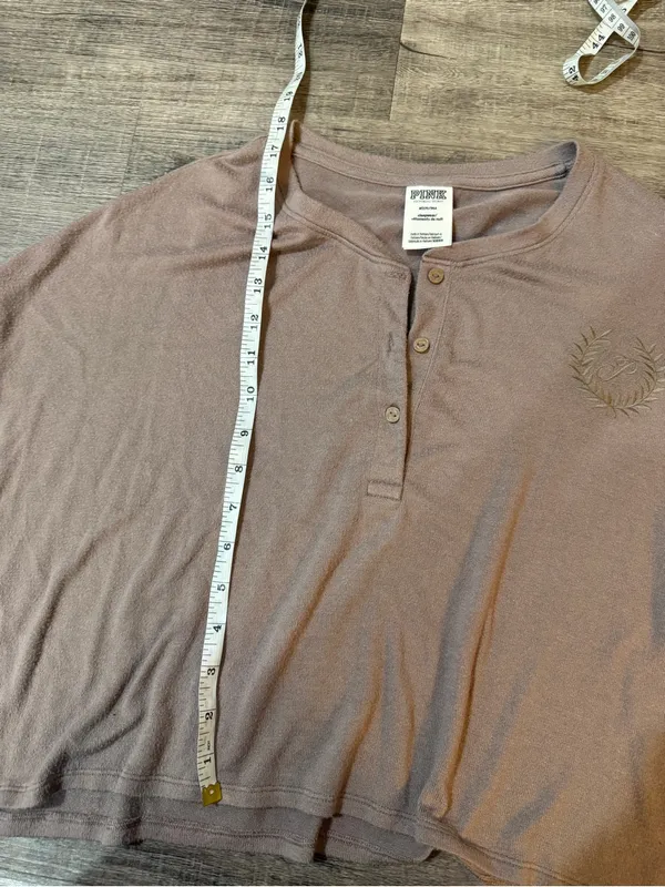 PINK Victoria’s Secret Cozy Long-Sleeve Sleep Shirt in Iced Coffee Brown - Image 6