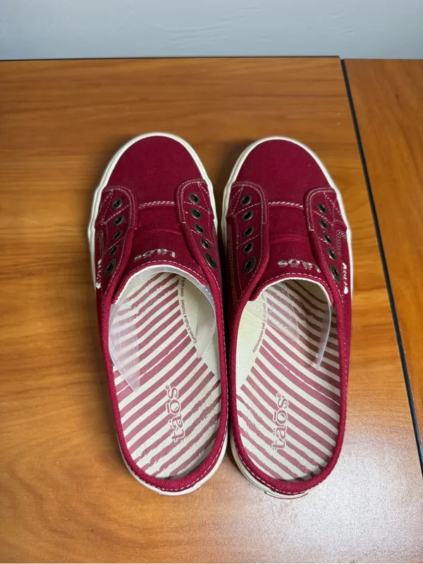 Taos EZ Soul Slip On Canvas Sneaker‎ Shoe Backless Red Comfort Loafer Mule W7.5 - Image 6