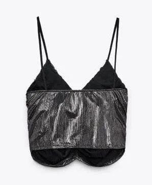 ZARA Silver Crop Top - Image 3