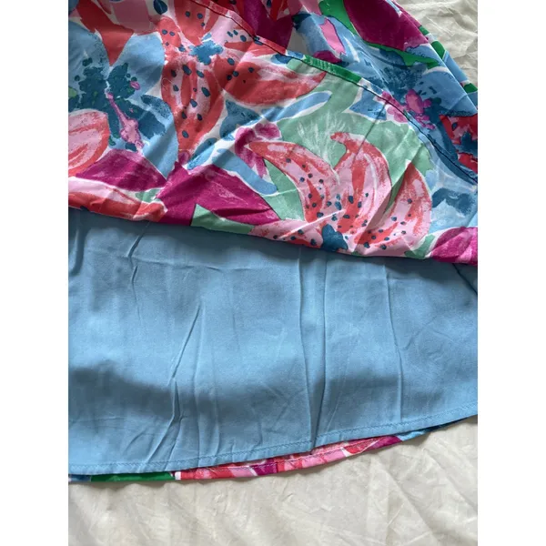 Entro Multicolor Floral‎ Mini Dress V-Neck Smocked Waist Size Medium NWT - Image 7