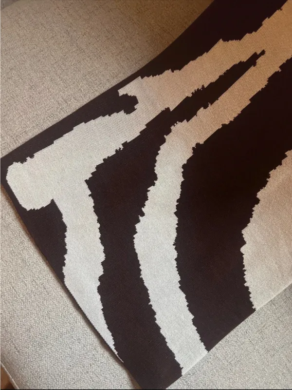 Sleeveless Zebra Print Knit Dress - Brown&Cream - Image 3