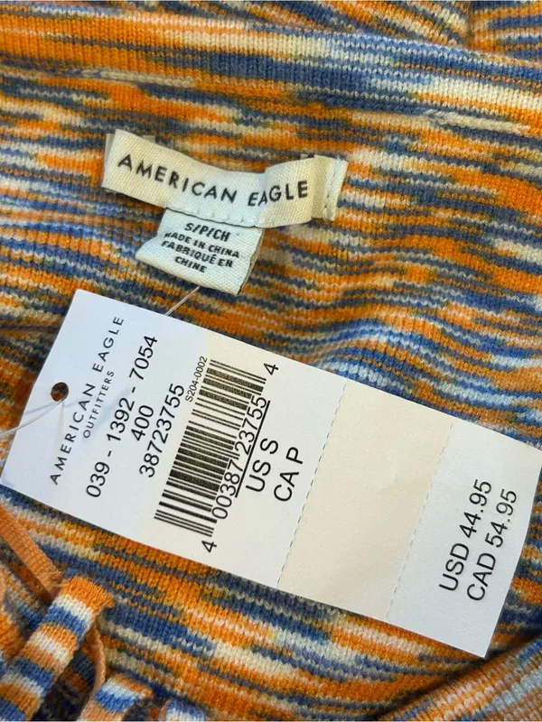 American Eagle Outfitters Orange and Blue Knit Halter Dress New - Image 4