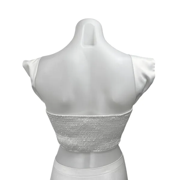 Superdown Women's White Satin Sleeveless Cami Camisole Corset Crop Tank Top S - Image 2