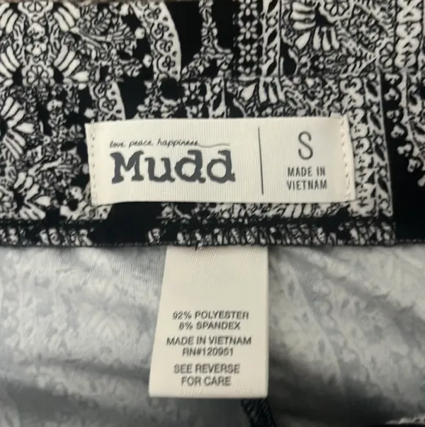 Mudd Black And White Print Pants With A Bow, Size Small - Image 3