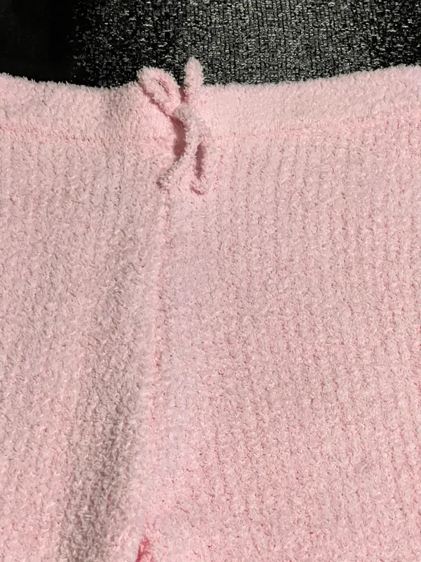 Womens XL Mini Society pink fuzzy knit flared lounge pants - Image 4