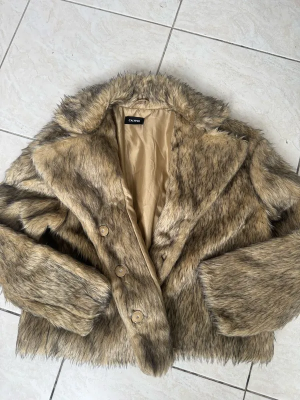 Calypso faux fur tan multi coat - Image 3