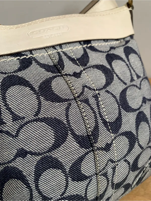 Coach Legacy jacquard leather Medium Duffle y2k signature Denim crossbody 10402 - Image 11