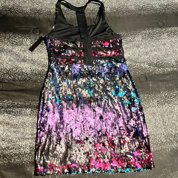 Womens large NWT VENUS Multicolor Sequin Racerback Mini Dress - Image 3