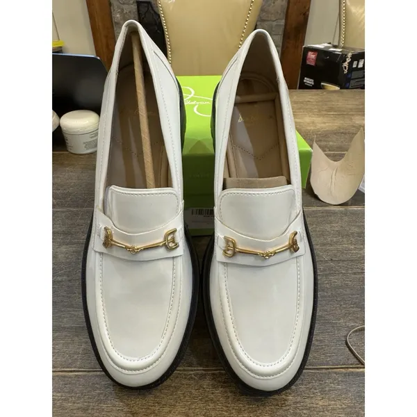 Sam Edelman Womens Tully White Patten Size 10‎ Lug Sole Equestrian - Image 2