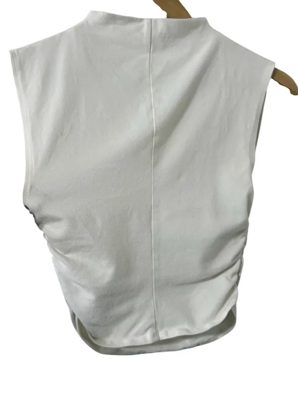 REFORMATION Lindy Ruched White High Neck Top - Image 6