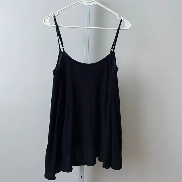 AllSaints Cotton Relaxed Slouchy Minimalist Strappy Cami Vest 4 Black - Image 6