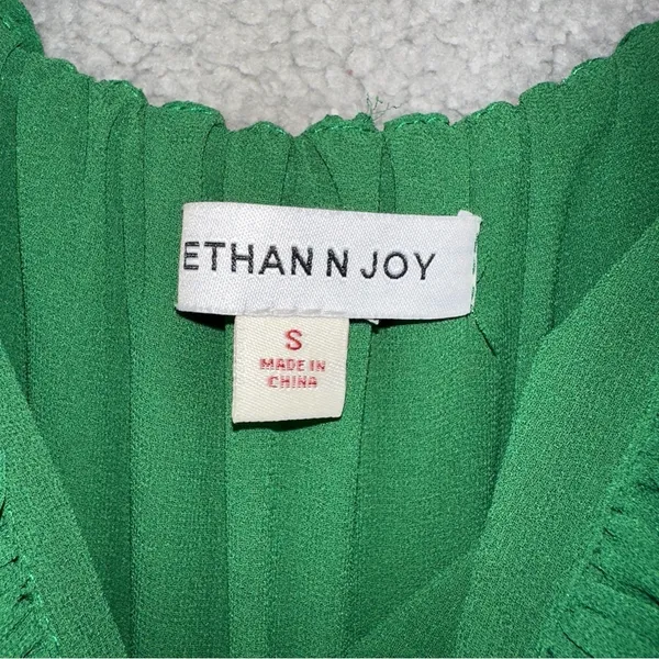 Ethan N Joy Jumpsuit Womens Small Green Wide Leg Pleated Spaghetti Strap Whimsy - Image 3