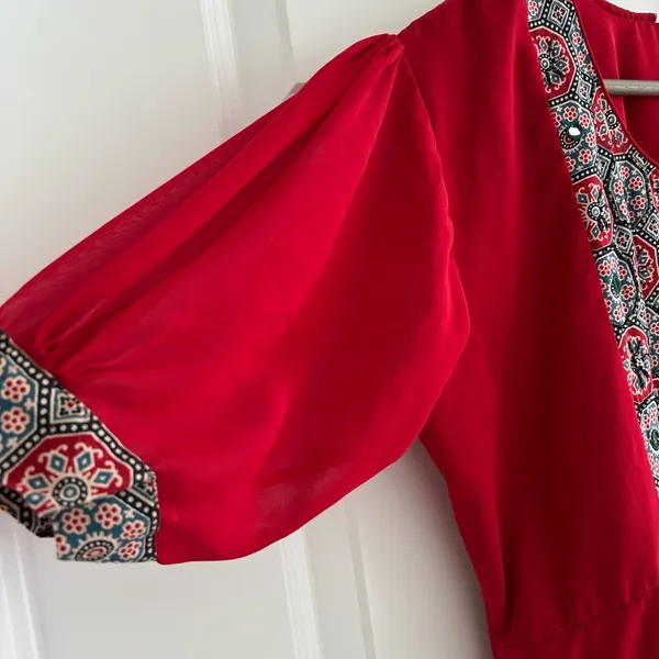 Indian Dress Partywear Red Blue Size XXL - Image 3