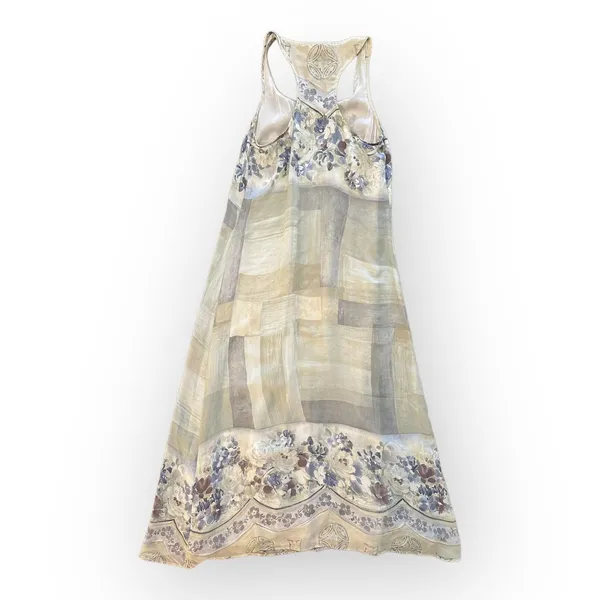 Bonnie Strauss Vintage Chiffon lined Blue Green Floral Maxi Sundress Size 8‎ - Image 3