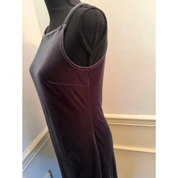 Vintage 90s Michelle Grey Velvet Maxi Dress Square Neck Column Gown Grunge Chic - Image 4