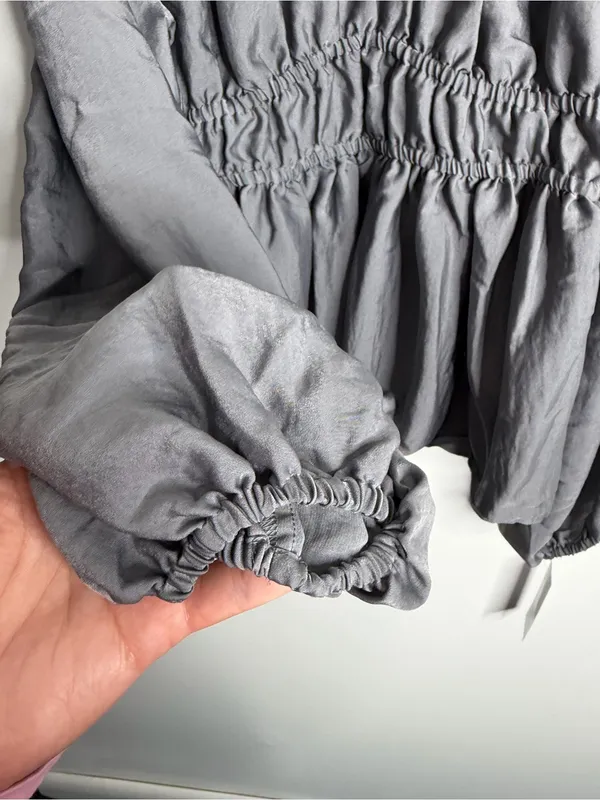 52Seven Gray‎ Smocked Peplum Top Balloon Sleeve XXL Cottagecore Romantic Boho - Image 8