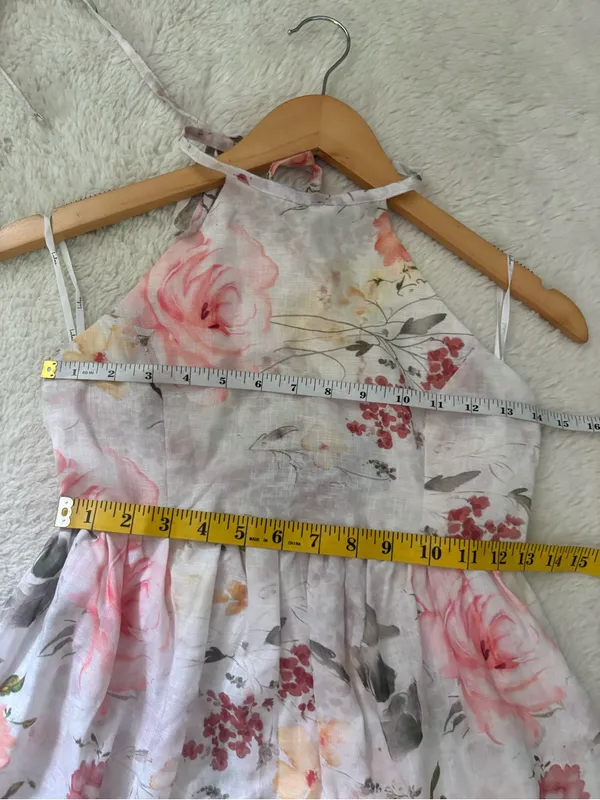 Lulus Alwynn Ivory Floral Halter Mini Dress Size XS Vacation Sleeveless Party - Image 7