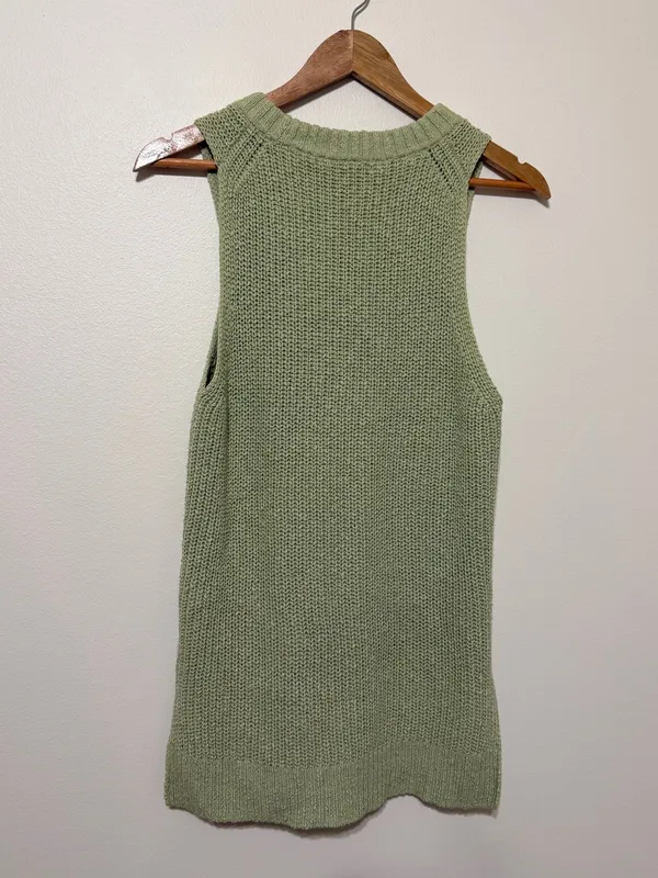 Madewell Shaker Sweater Tank Size Medium Top Green Cotton Fall Winter Knit - Image 6