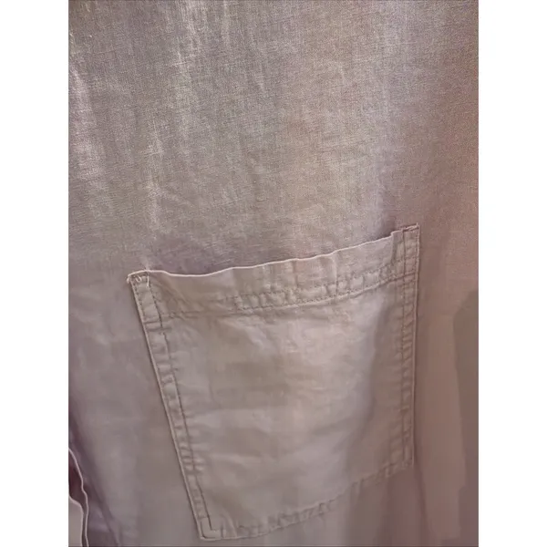 Young Fabulous and Broke Women's Linen Button Up Dress Sz XS Linen‎ Blend Lavender Tunic Shirt Dress - Image 3